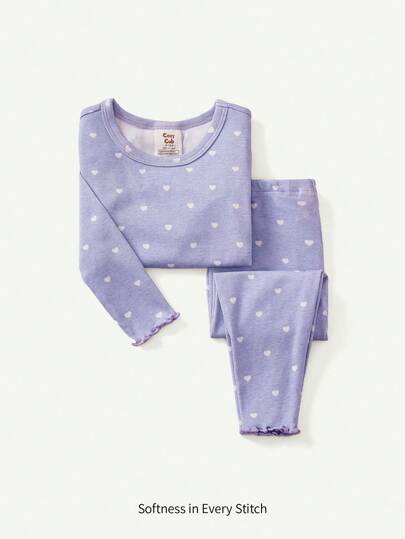 Cozy Pixies 2pcs/Set Baby Girl Ruffled Collar Long Sleeve Top And Pants Pajama Set