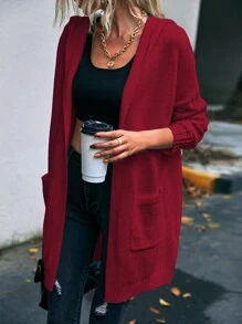 SHEIN LUNE Women's Simple Printed Hooded Long Sleeve Cardigan - Multicolor - View 3