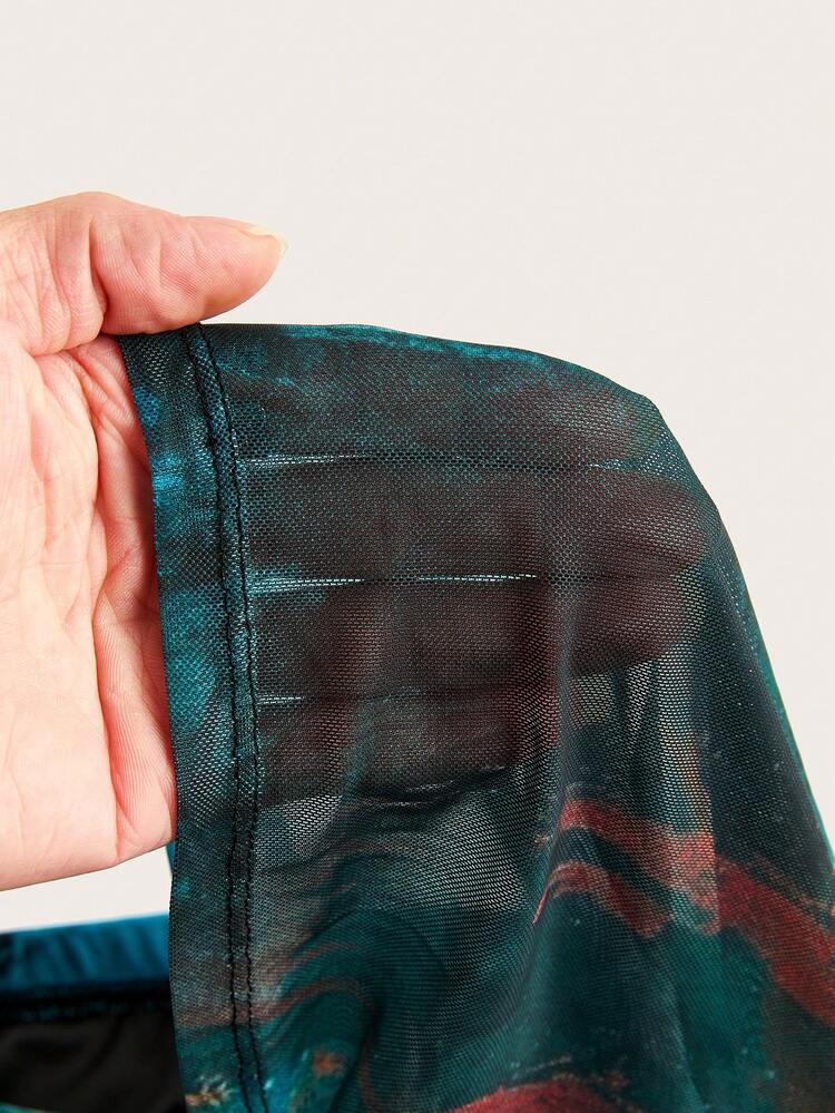 SHEIN Maija Tissu en maille teint à la cire avec un étirement confortable, décoration urbaine moderne et avec teinture nouée