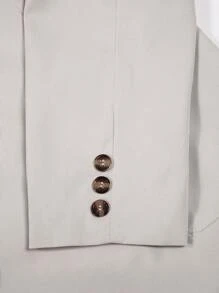 Manfinity Mode Men Solid Single Breasted Blazer & Shorts - Khaki - View 3