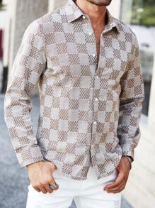 Manfinity Homme Áo Sơ Mi Nam Dài Tay In Họa Tiết Kẻ Sọc - Nhiều màu - Xem 1