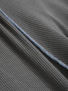 FRIFUL Women's Fitted Contrast Piping T-Shirt Long Sleeve Women Tops - Grey - View 7