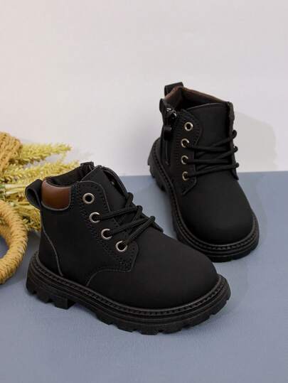 Fashionable Casual Children Unisex Boys' Winter Side Zipper Ankle Boots