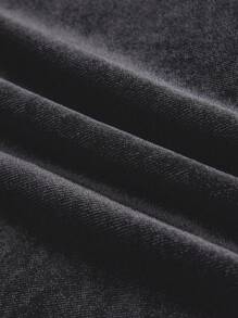 ROMWE Kawaii Women's Colorblock Velvet Pants With Embroidered Bow Decoration, Halloween Theme - Black - View 4