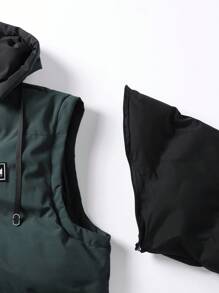 Manfinity Homme Men'S Long Sleeve Zip-Up Warm Padded Coat - Green - View 3