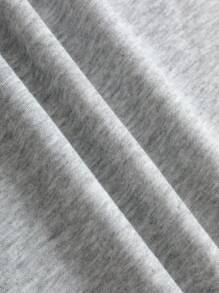 SHEIN Leap Crew Vintage American Street Style Bear California Graphic Thermal Lined Sweatshirt, Casual & Simple For Tween Girls - Grey - View 4