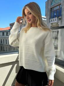 SHEIN Vrouwen streep jacquard dikke wintertrui warme aanraking