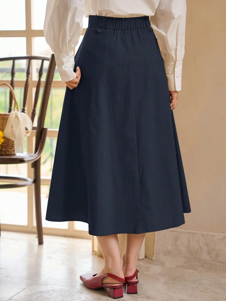 Women Simple Solid Color Skirt