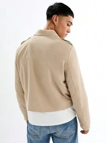 Manfinity VCAY Men's Casual Loose-Fit Trench Coat Long Sleeve Woven, For Fall Winter - Apricot - View 2