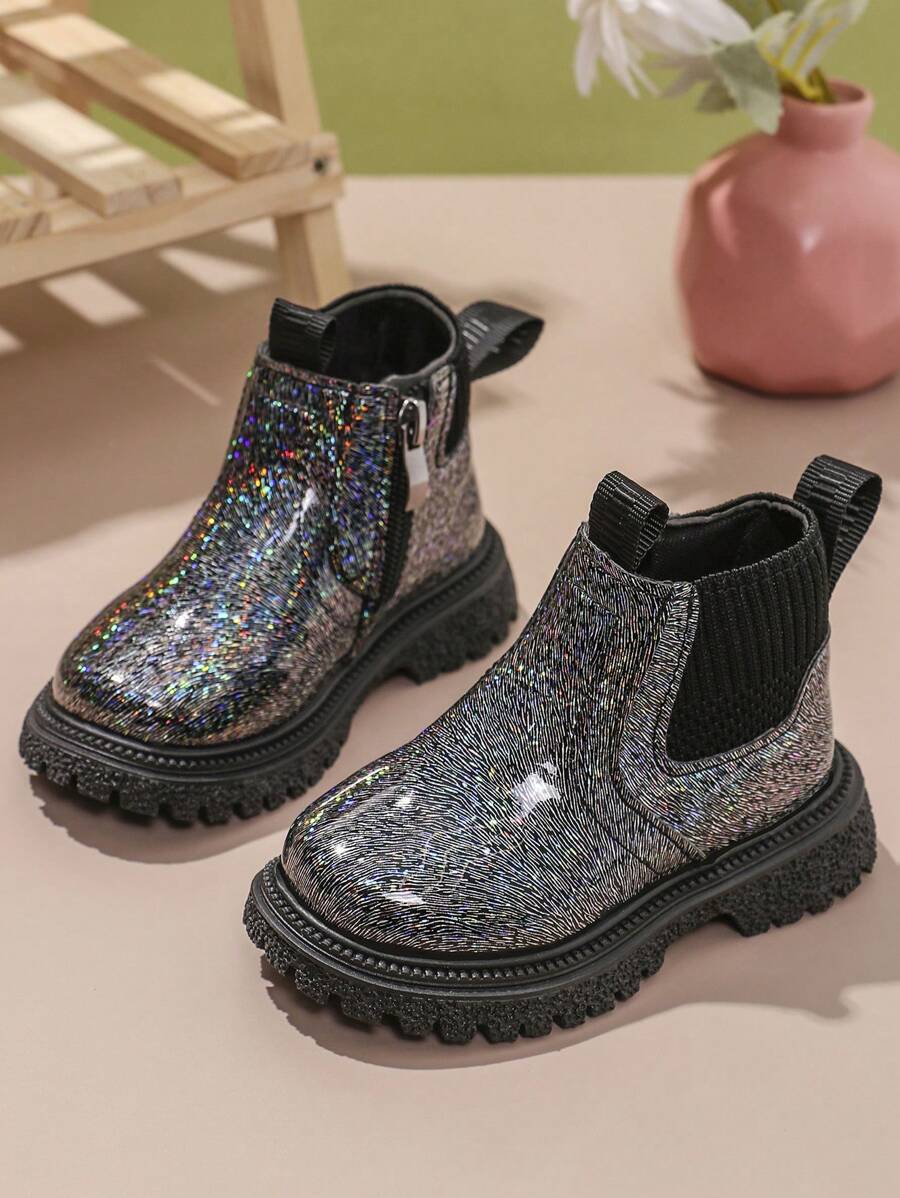 Botas de tobillo populares, lindas y antideslizantes de moda informal para niños - Negro - Ver 1