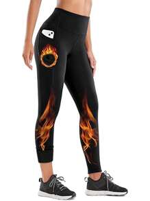 Trioutop Thermal Lined Leggings Women Winter Thermal Leggings With Pockets For Women Warm High Waist Yoga Pants - Black - View 1