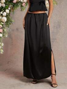 Hauture Bubble Hem Maxi SKirt - Black - View 1