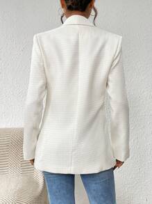 Chiquease Blazer abierto de tweed grueso para mujer - Beis - Ver 2