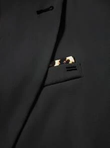 Calvornis Áo khoác blazer đen dài tay cài nút cổ bẻ cho nam và quần âu công sở ôm vừa vặn - màu đen - Xem 6