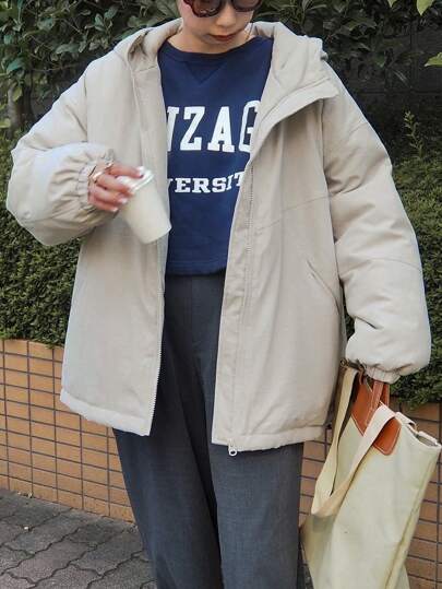 FRIFUL 女式连帽纯色宽松休闲保暖棉服外套