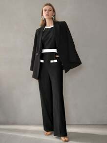 MOTF PREMIUM MONO CON CUELLO DE HALTER, BOLSILLOS EN SESGADO Y RIBETE CONTRASTADO - Blanco y Negro - Ver 7