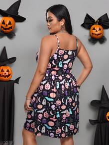 Caroline Law Artist Plus Size Y2K Halloween Colorful Print Elegant Cami Dress, Sundress Summer Dress, Sundress Holiday, Party, Vacation, Birthday Outfits, Beach, Festival, Ibiza Fits, Prom Dress