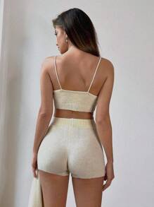 SHEIN Essnce 夏季女士運動服裝3入組套裝 - 杏色 - 查看 4