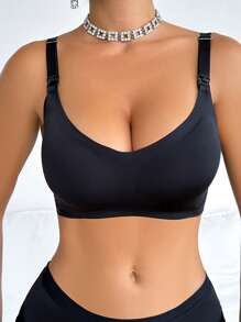 Moonlight&Mama Áo ngực cho con bú màu trơn đơn giản dành cho bà bầu - màu đen - Xem 7