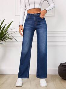 EURMUSE Straight Leg Jeans - Dark Wash - View 4