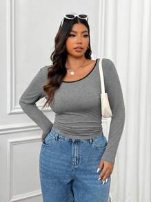 SHEIN EZwear 3 件套大码拼色休闲打底 T 恤，初秋