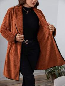 SHEIN LUNE 大码女式万圣节双面羊毛长外套加厚保暖冬季外套感恩节装扮节日装