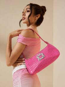 SHEIN BAE Fashionable Solid Color Shoulder Bag, Suitable For Women Daily Use, Date Gift - Hot Pink - View 1