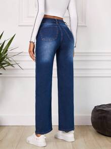 EURMUSE Straight Leg Jeans - Dark Wash - View 2