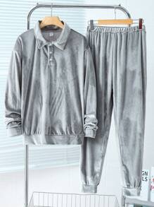 2件套青少年休闲长袖套装 - 灰色 - 查看 6