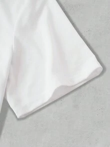 SHEIN Slayr Áo thun cổ tròn in hình môi tay ngắn mùa hè giản dị cho nữ - trắng - Xem 5