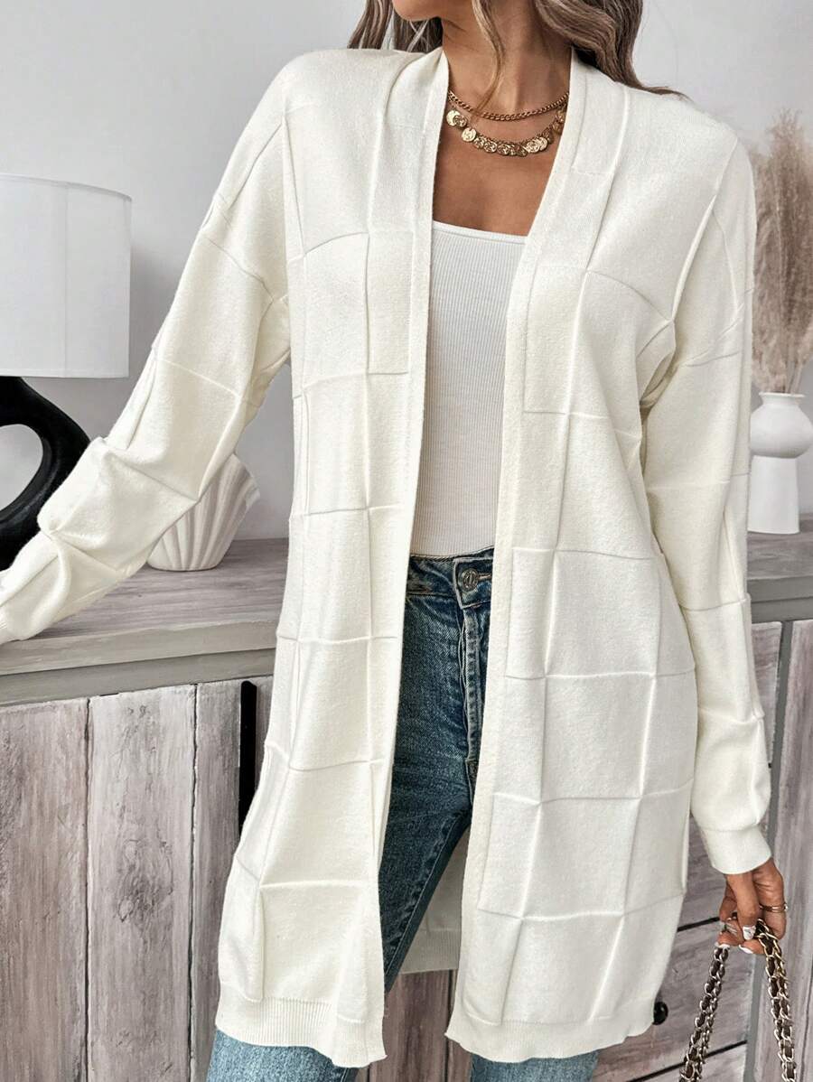 SHEIN Frenchy Women's Solid Color Casual Long Sleeve Cardigan Winter - Apricot - View 1