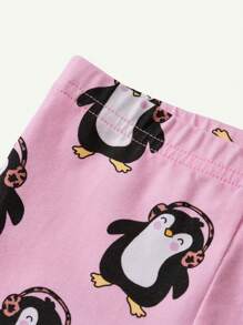 Cozy Pixies 2pcs Baby Girls' Casual Soft Knit Penguin Print Fuchsia Pullover Sweatshirt And Pants Set - Pink - View 8