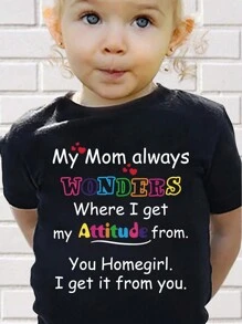 GraphicGems Baby Girl Fashionable Cartoon Cute Colorful Letter Slogan Print Short Sleeve T-Shirt - Black - View 7