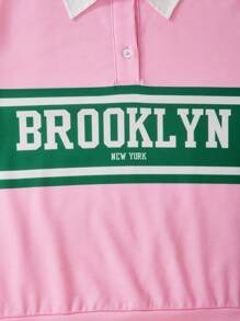 SHEIN Explorewe 2pcs Tween Girl Casual Fashion Collared Sweatshirt And Mini Skirt Set