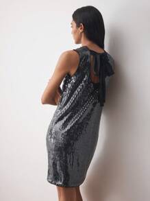 BizChic Women's Elegant Party Sequin Decorated Midi Dress For Commute & Occasion Fall Outfits