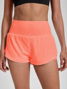 SHEIN Core Rhythm Women's Solid Color Casual Sports Shortsbiker Shorts - Orange - View 4