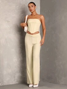 SHEIN BAE Pantalones cargo de pierna ancha con pretina asimétrica, pantalones casuales de verano para mujer