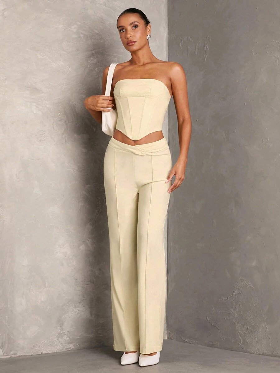 SHEIN BAE Pantalones cargo de pierna ancha con pretina asimétrica, pantalones casuales de verano para mujer