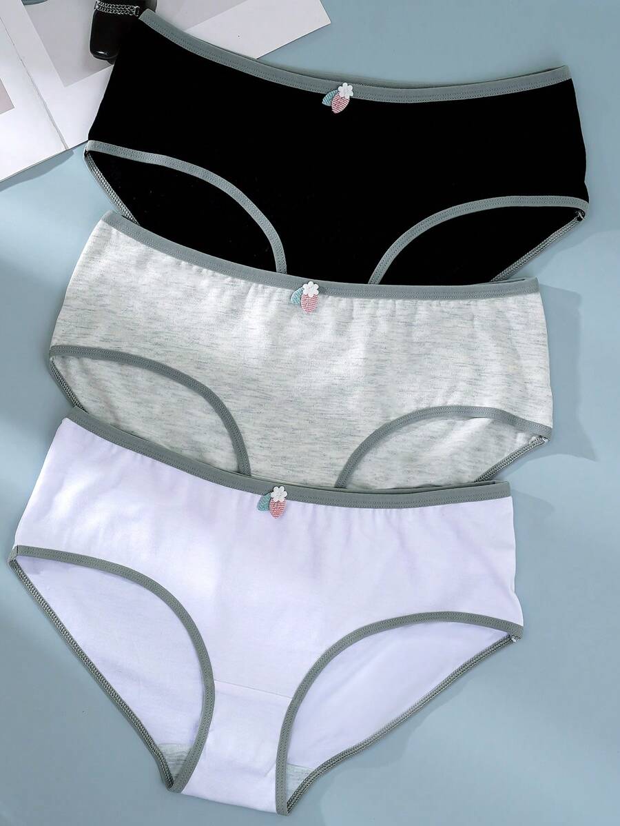 3pcs/Pack Women's Casual Briefs - Multicolor - View 1