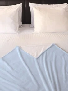 1pc Modern Simple Light Blue Patterned Sofa Throw Blanket, Multi-Size Soft Plush Cozy Decoration Blanket For All Seasons - Baby Blue - View 2