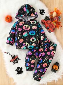 2pcs Baby Boy Halloween Black Autumn Cute Matching Family Outfit - Black - View 7