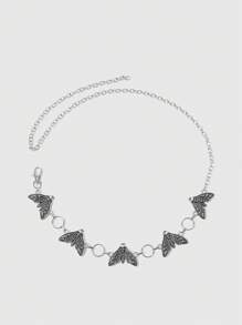 ROMWE Goth Vintage Skeleton & Butterfly Design Women Waist Chain, Halloween - Silver - View 5