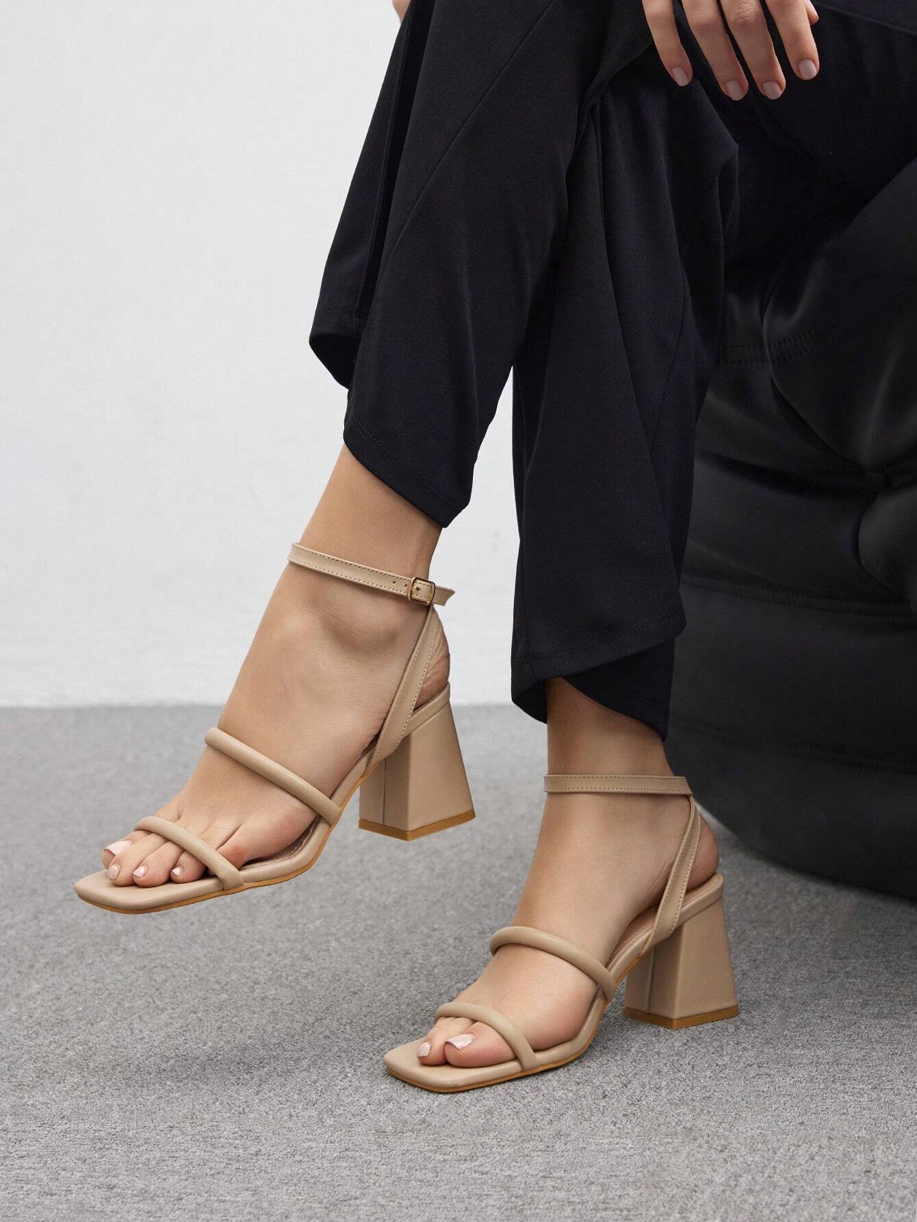 Cuccoo Bizchic Fashionable Solid Color High Heel Sandals, Versatile Elegant