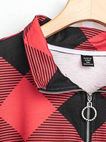 SHEIN LUNE Plus Size Women Color Block Printed Casual Long Sleeve Sweatshirt - Multicolor - View 4