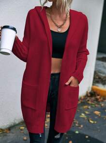 SHEIN LUNE Women's Simple Printed Hooded Long Sleeve Cardigan - Multicolor - View 2