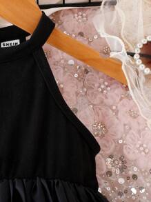 SHEIN 夏季寶貝女孩優雅簡約漸層裙 - 黑色 - 查看 5