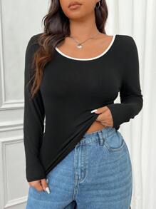 SHEIN EZwear 3 件套大码拼色休闲打底 T 恤，初秋