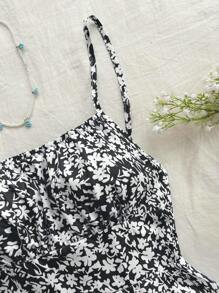 Soleia Damen Rückenfreies Sommerkleid mit Blümchenmuster und Spaghettiträgern für den Urlaub