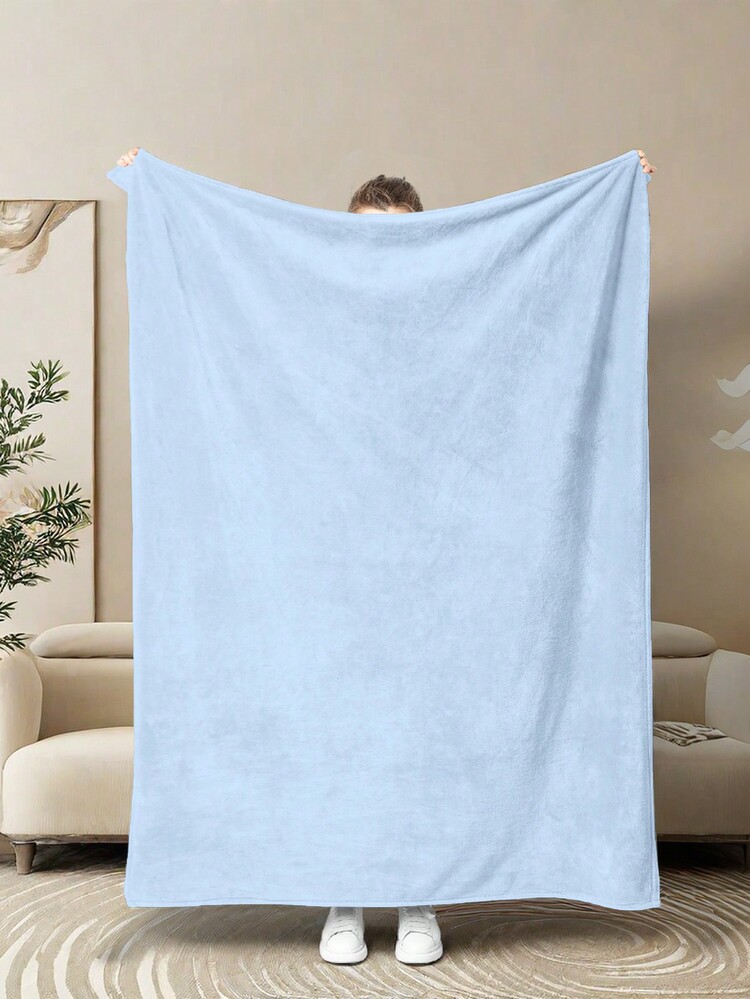 1 件现代简约浅蓝色图案沙发毯，多种尺寸柔软毛绒舒适装饰毯，适合所有季节 - 淺藍色 - 查看 1