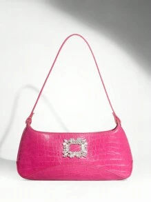 SHEIN BAE Fashionable Solid Color Shoulder Bag, Suitable For Women Daily Use, Date Gift - Hot Pink - View 2